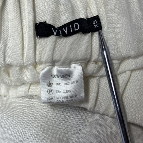 Vivid Women's Linen Pant Low Rise Slim Ankle White SZ XS Pull On Pre Shrunk - Picture 11 of 12